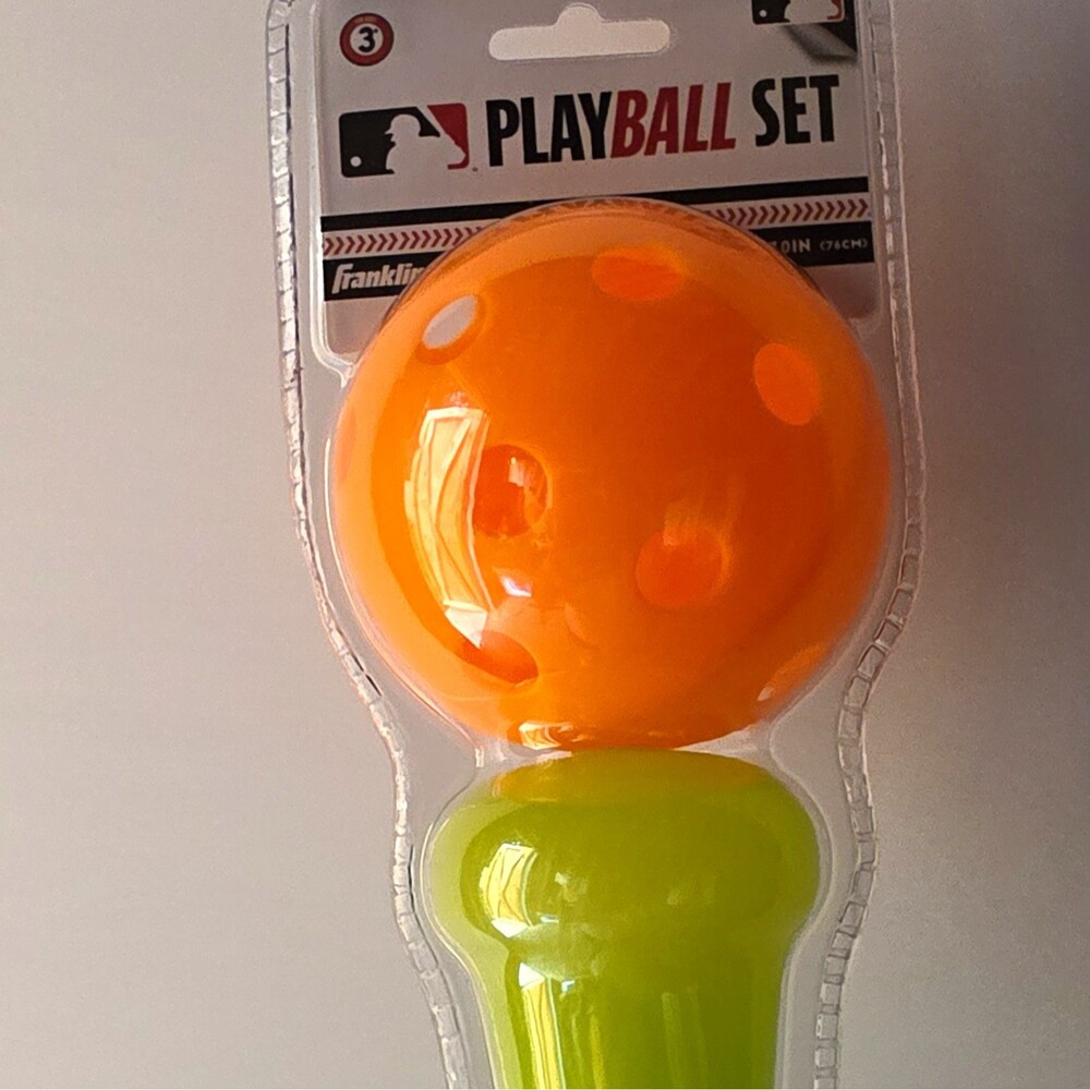 Franklin Playball Set Plastic Baseball Bat & Ball Set Green/Orange Child